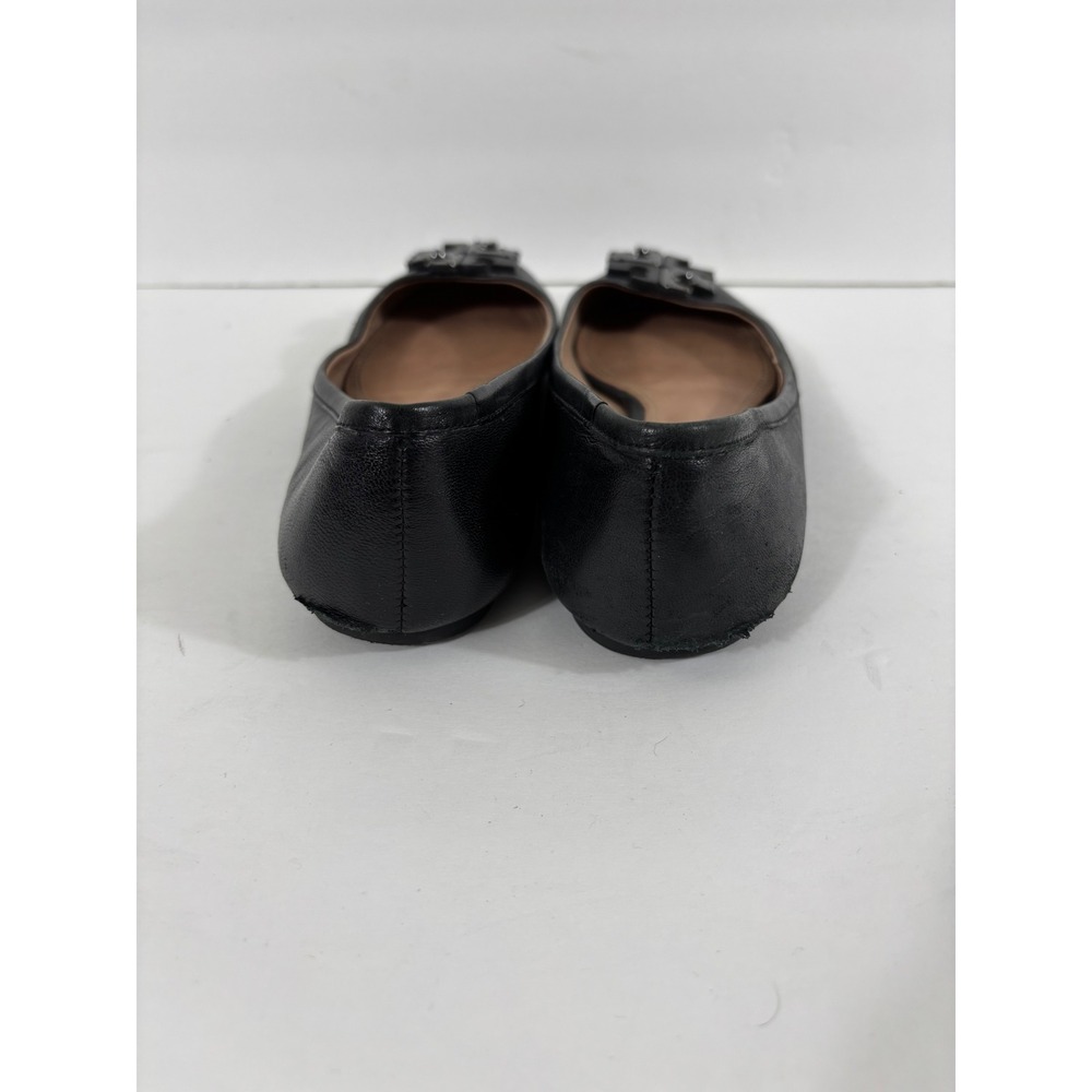 Tory Burch Black Lowell Leather Ballet Flats Embellished Logo Size 7 M - Picture 12 of 16